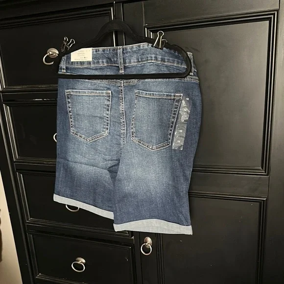 Maurices Blue Jean Shorts with Cuffed Hem and Distressed Look - Picture 5 of 5